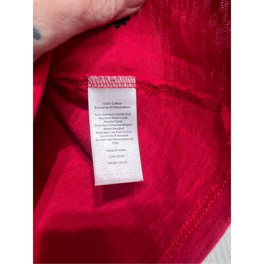 Talbots embroidered split neck red size P - Picture 5 of 8